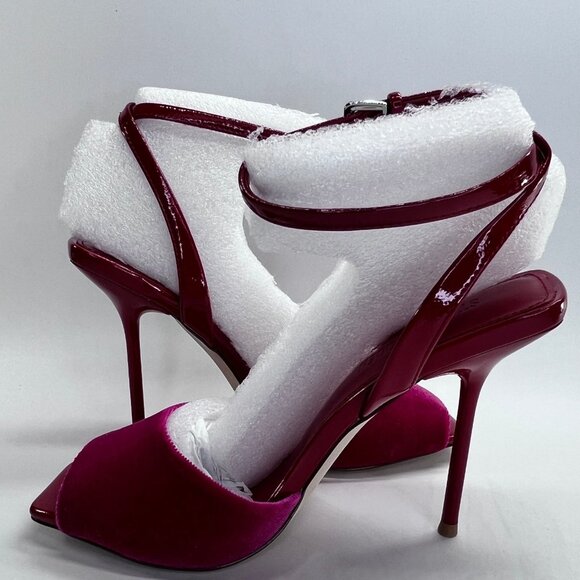 Steve Madden Lilac Pink Velvet Heels Size 7.5 Stiletto Ankle Strap High Heel - Picture 6 of 16